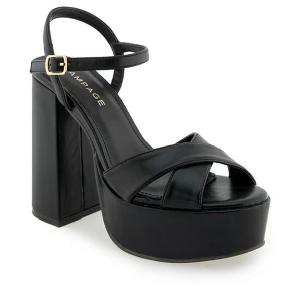 Rampage Open Toe Ankle Strap Patricia Platform Block Heel Sandals Size 8 Black - Picture 2 of 15